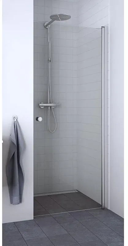 match hinged door 89-91 cm satin/clear