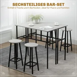 Homcom 2 Bartisch mit 4 Stühlen im Industrial Design Grau