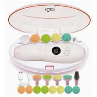Royal Angels Wiederaufladbarer 22-in-1 Baby-Nageltrimmer mit LCD-Display, beschriftetem Etui, 13 zusätzliche Pads, 4 Geschwindigkeitsstufen, Sicheres leises Nagelfeilen wit LED-Licht(WeißPink)