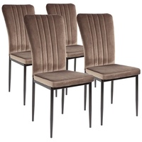 Albatros Esszimmerstühle mit Samt-Bezug 4er Set MODENA, Braun - Stilvolles Vintage Design, Eleganter Polsterstuhl am Esstisch - Küchenstuhl oder Stuhl