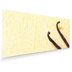Primedeco Glasbild Wandbild Cremiges Vanilleeis mit Aufhängung, Süsses gelb 110 cm x 55 cm