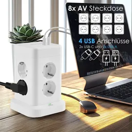 Echos Mehrfachsteckdose 3 m Schwarz 8 St.