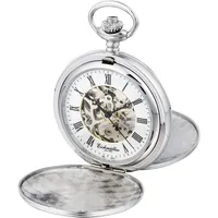 PUREgrey Taschenuhr Doppeldeckel Skelett mechanisch mit Kette und Etui