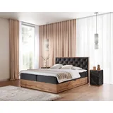Fun Möbel Boxspringbett Schlafzimmerbett MAXIMO 160x200cm in Stoff Torre Schwarz - Schwarz