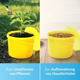 Benbow Eimer mit Deckel 10L x1 Gelb - lebensmittelecht, stabil, luftdicht, auslaufsicher, geruchsneutral - Plastikeimer mit Henkel - leer - Gelb