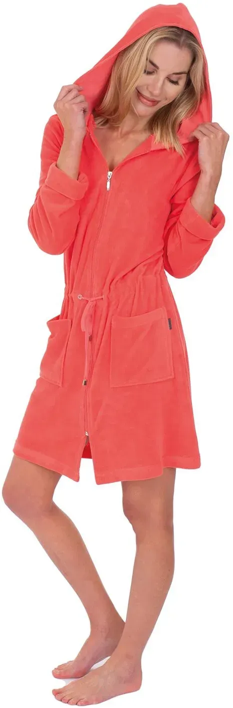 wewo fashion Damen Kapuzenmantel 031 mit Reißverschluss L | lobster - pink