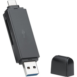 goobay USB 3.0 - USB-C 2-in-1 Kartenlesegerät (Type-B), Speicherkartenlesegerät, Schwarz