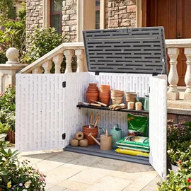 Costway Gartenschrank 118 x 63 x 94 cm Grau/Weiß