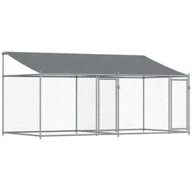 vidaXL Hundezwinger 4 x 2 x 2 m Stahl Grau