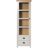trendteam Vitrine Hochschrank Wohnzimmerschrank grau 65 x 201 x 41 cm - Lichtgrau, Eiche