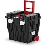 Kistenberg 2 in 1 Werkzeugtrolley Werkzeugkiste Werkzeugkasten Werkstattkoffer Rollende Werkstatt (Klemmverschlüssen, Organizer im Deckel, Staubdicht , 450 x 360 x 640 mm (Mit Metall-Verschluss)