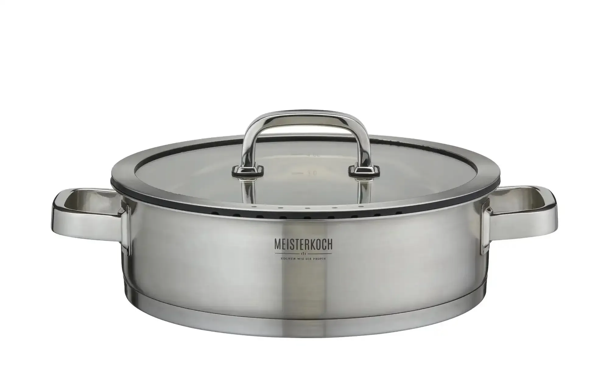 Meisterkoch Kochtopf  TRIBUS , silber , Edelstahl , Maße (cm): H: 8  Ø: 28