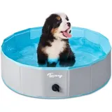 Famanu Hundepool Faltbar - 80 cm/120 cm/160 cm - für große und kleine Hunde - Kinderpool - sicher und umweltfreundlich