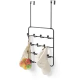 Umbra Estique Türgarderobe mit 14 Haken, Türhaken ohne Bohren, Multiorganizer über der Tür hängend, Wandgarderobe, Schwarz/Walnuss