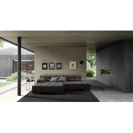 Designwerk Ecksofa "Temple, Designsofa trifft hohen Sitzkomfort, L-Form", schwarz (charcoal), B:286cm T:169cm, 100% Polyester, Sofas, Ecksofa, mit Sitztiefenverstellung
