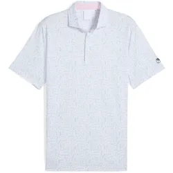 Poloshirt PUMA "PUMA x ARNOLD PALMER Sketch Golf-Polo Herren", Herren, Gr. M, zen blau weiß glow, 92% Polyester, 8% Elasthan, mehrfarbig, Kurzarm, Shirts