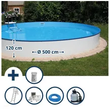 SUMMER FUN Stahlwandpool Set rund 500 x 120 cm inkl. Sandfilteranlage