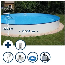 SUMMER FUN Stahlwandpool Set rund 500 x 120 cm inkl. Sandfilteranlage