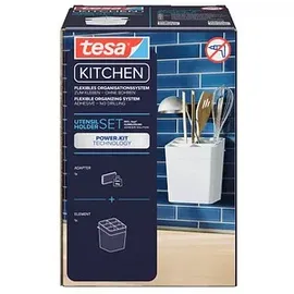 Tesa Küchenutensilienhalter weiß, Einzeladapter, Utensilienhalter, Utensilieneinlage, tesa® Power.Kit Adapter, tesa® Klebeapplikator, Anleitung, Wasserwaage, Rändelmutter