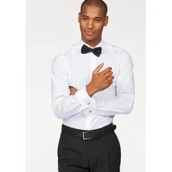 Businesshemd OLYMP "Level Five body fit", Herren, Gr. 38, N-Gr, weiß, Obermaterial: 97% Baumwolle, 3% Elastolefin, unifarben, elegant, schmal, Langarm Ärmel mit Ärmelschlitz Umschlagmanschette, Hemden, Umschlagmanschetten