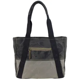 Sunsa Canvas Handtasche. Damen Shopper Tasche in Vintage Stil. Große Schultertasche. Schwarz/grau Tote bag.