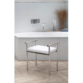 Badhocker Emma Edelstahl freistehend mit Armlehne weiß 57x59x40 cm