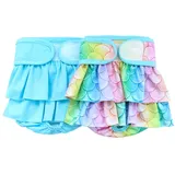 Hixingo 2 Stück Hundewindeln für Hündinnen Inkontinenz, Wiederverwendbare Hunde Windeln Läufigkeitshose Hygienisch und Saugstark Hundewindeln für Weibliche (M,Blau)