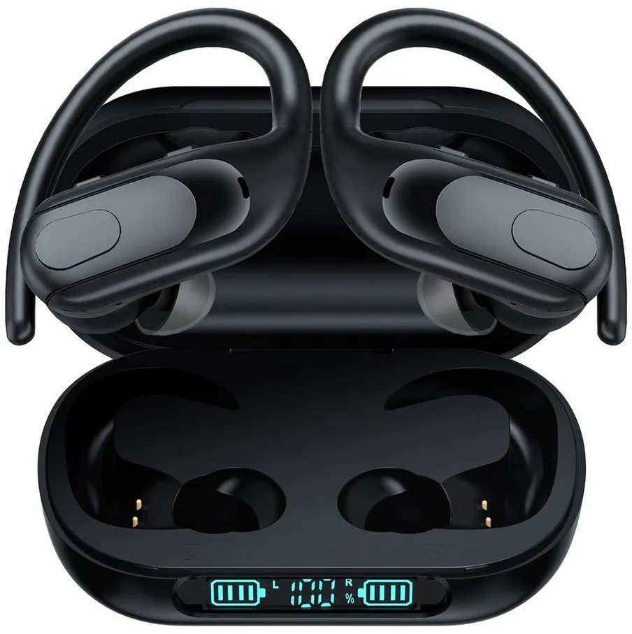 JOEAIS Bluetooth Kopfhörer Sport Kabellose Kopfhörer in Ear Noise Cancelling Sport-Kopfhörer (Wireless Airpods 3 Earbuds HiFi LED-Anzeige IPX7 für Sprots & Reisen) schwarz