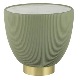 Beistelltisch KAYOOM "Jokai 125, praktische Ablagefläche, robust, Eisengestell", grün (grün, gold, weiß), B:47cm H:45cm T:47cm, 100% Eisen, 100% PU, 100% gesinterter Stein, 100% MDF, Tische, dekorativ, stilvoll, robust, gesinterte Steinplatte