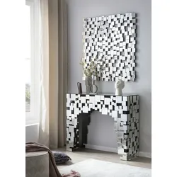 SalesFever Konsolentisch aus MDF mit Spiegelglas | Mosaik-Design | B 111 x T 35,5 x H 91 cm | verspiegelt