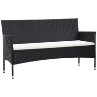 vidaXL Loungesofa 3-Sitzer-Gartensofa mit Kissen Schwarz Poly Rattan, 1 Teile schwarz
