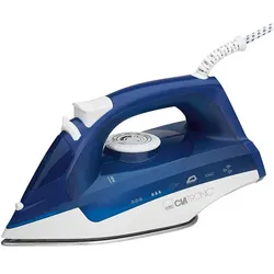 Clatronic DB 3704 Dampfbügeleisen, Keramiksohle, 7 Funktionen, 34 Dampfdüsen, Thermostat, Kabel 360o 2200W Weiß/Blau