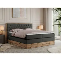 MKS Meble King Boxspringbett 200x200 mit Bettkasten Eiche, Polsterbett