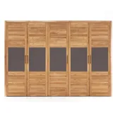 5türiger Kleiderschrank aus Wildeiche Massivholz Glasabsetzung Anthrazit