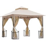 Outsunny Gartenpavillon 3 x 3 m beige