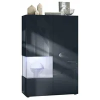 Vladon Vitrine, Weiß, 91.5x136.5x37 cm, Wohnzimmer, Wohnwände, Vitrinenschränke