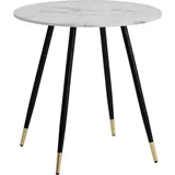 FineBuy Esstisch 75 cm Marmor Optik Küchentisch Rund Modern - Weiß