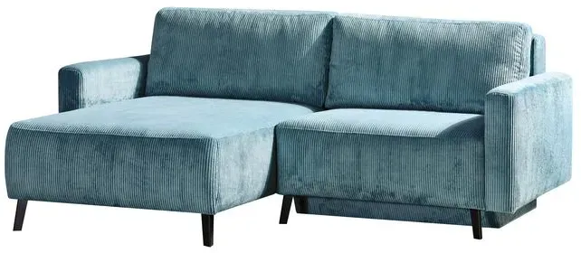 Ecksofa Hagen Cord Blau, Grün Petrol