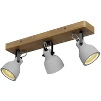 LINDBY Spot Mitis, 50 cm, 3-flg., grau, Holz, Beton,