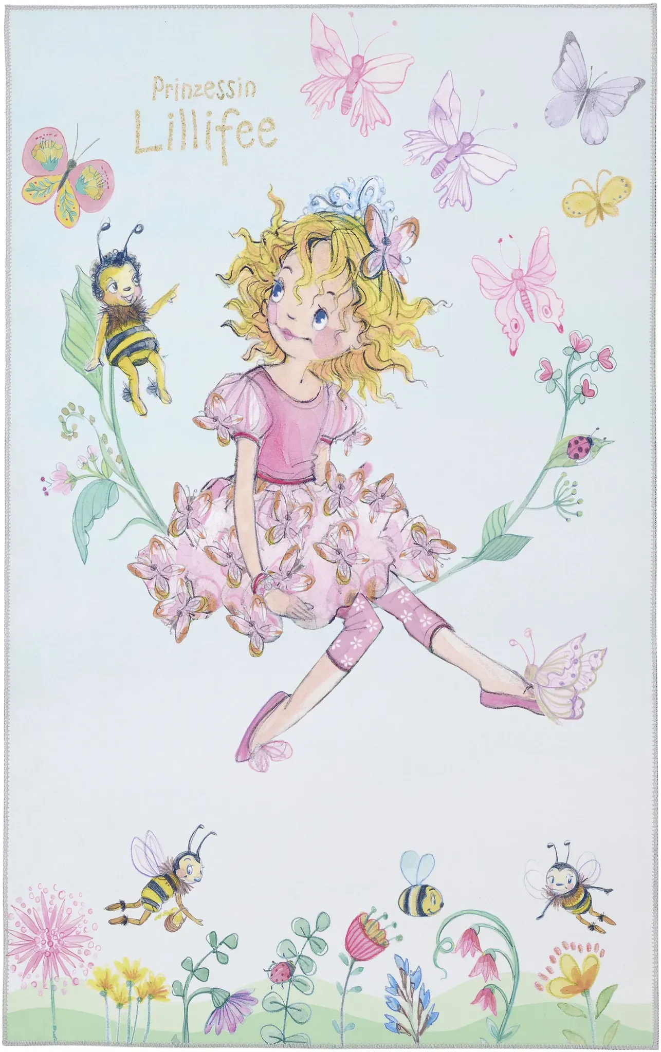 Kinderteppich PRINZESSIN LILLIFEE "Lillifee LI-131", rosa, B:140cm H:6mm L:200cm, Kunstfaser, Teppiche, bedruckt, niedliches Kindermotiv, Fee, Kinderzimmer