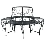 vidaXL Baumbank Ø 160 x 89 cm Schwarz