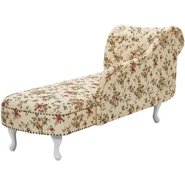 Beliani Chaiselongue Nimes Stoff Blumenmuster linksseitig Holz Chesterfield Style