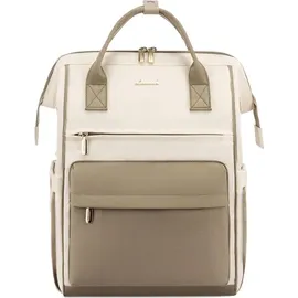 EMPSIGN Rucksack Damen 17 Zoll Laptop USB Ladeanschluss Wasserdicht Beige