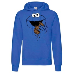 Youth Designz Kapuzenpullover Keks-Monster Herren Hoodie Fun Pullover Fasching Karneval Kostüm mit lustigem Krümelmonster Aufdruck blau 5XL