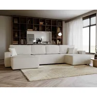 U Sofa mit Schlaffunktion Amalia U 377 cm- Sofa Cord Beige- Ecksofa mit Schlaffunktion und Bettkasten - Beige