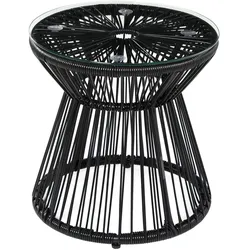 Outsunny Ratten Beistelltisch Eisen, PE-Rattan, Glas