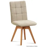 58 aufm Kessel Esszimmerstuhl Küchenstuhl drehbar (2er-Set) Doria 47x91x60 Eiche geölt/Rosewood (Lieferung bis Verwendungsstelle, 4 St), Stabiles Gestell aus Massivholz pflegeleichter Bezug aus Microfaser beige
