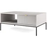 Beautysofa Couchtisch Novia, Kaffeebank, mit Schublade, Wohnzimmerbank mit Metallgestell (Kaffeebank, Tisch), mit Schublade, Wohnzimmerbank mit Metallgestell, Weiß / Grau / Schwarz grau