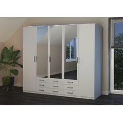 Kleiderschrank PRIESS "Amsterdam", weiß, B:230cm H:193cm T:56cm, Holzwerkstoff, Schränke, mit oder ohne LED-Beleuchtung
