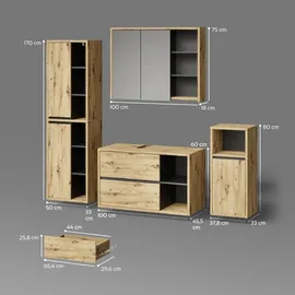 livinity® Vomano 4-tlg. Braun/Eiche